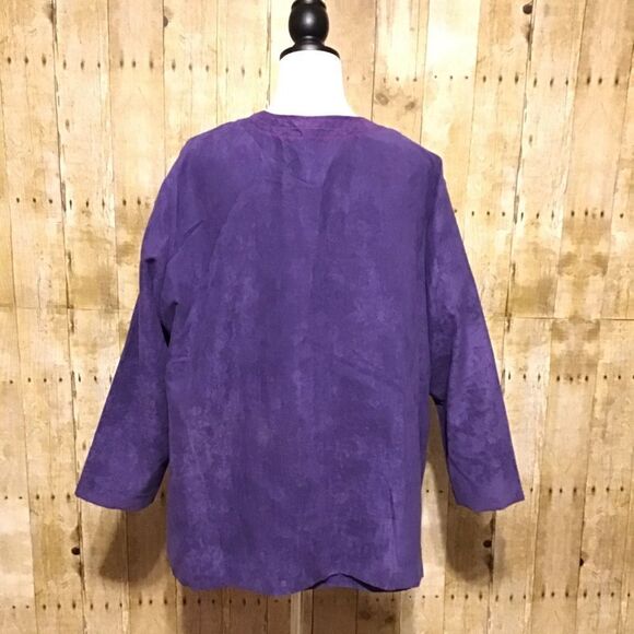Maggie Sweet Purple Embroidered Twin Set Blouse 2X Petite - Picture 4 of 7